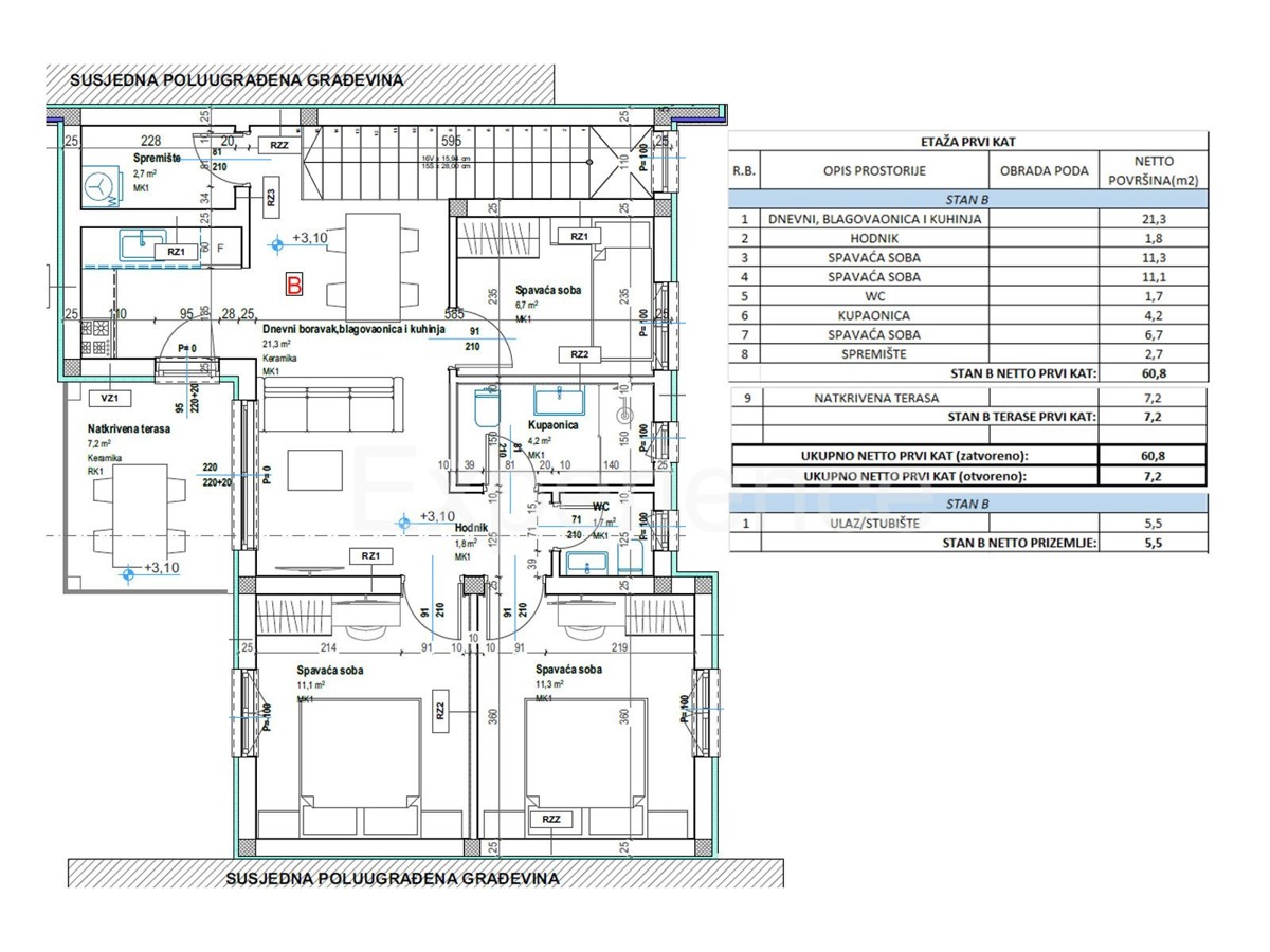 Tar - 2 km od morja, stanovanje v novogradnji, 1. nadstropje, 2 parkirni mesti