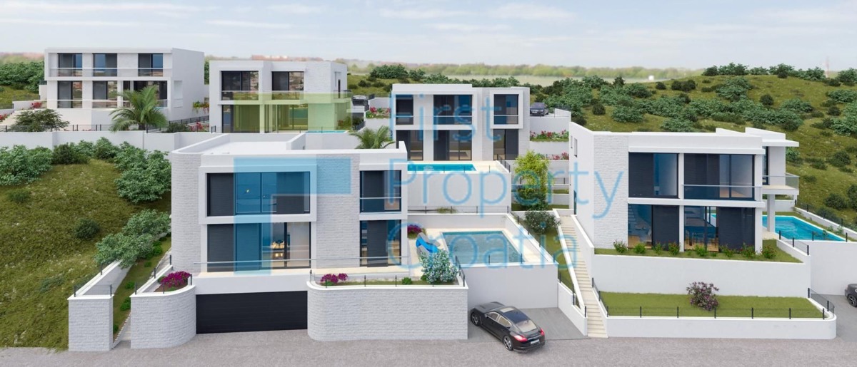 RG1728 - Ville con vista panoramica, vicino a Rogoznica, in vendita