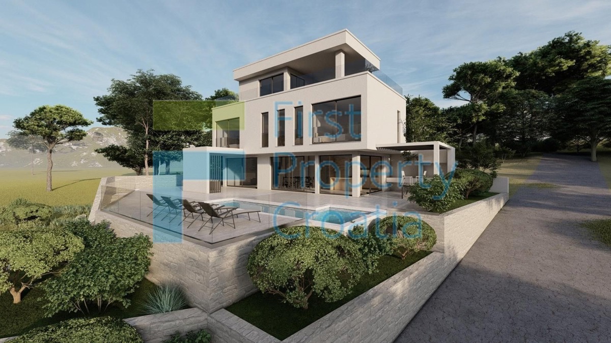 BR1718 - Prostrana vila urbanog dizajna, otok Brač, na prodaju