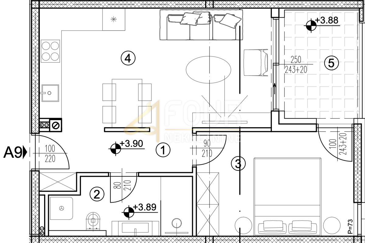 Srdoči, Rijeka, 46,63m2