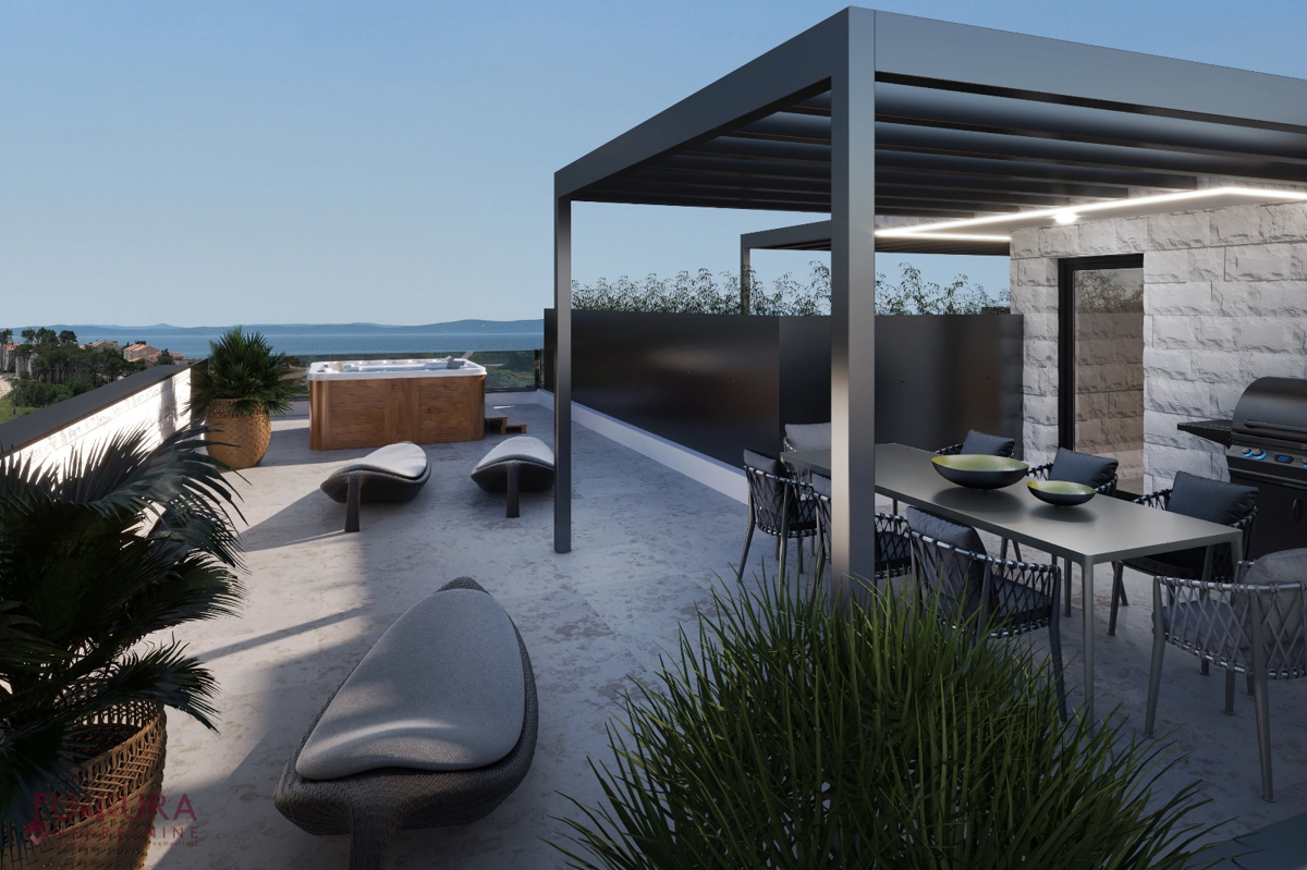 ZADAR - PRIVLAKA, APPARTAMENTO 107 M2, VENDITA, VISTA, TERRAZZA SUL TETTO, POSIZIONE!!!