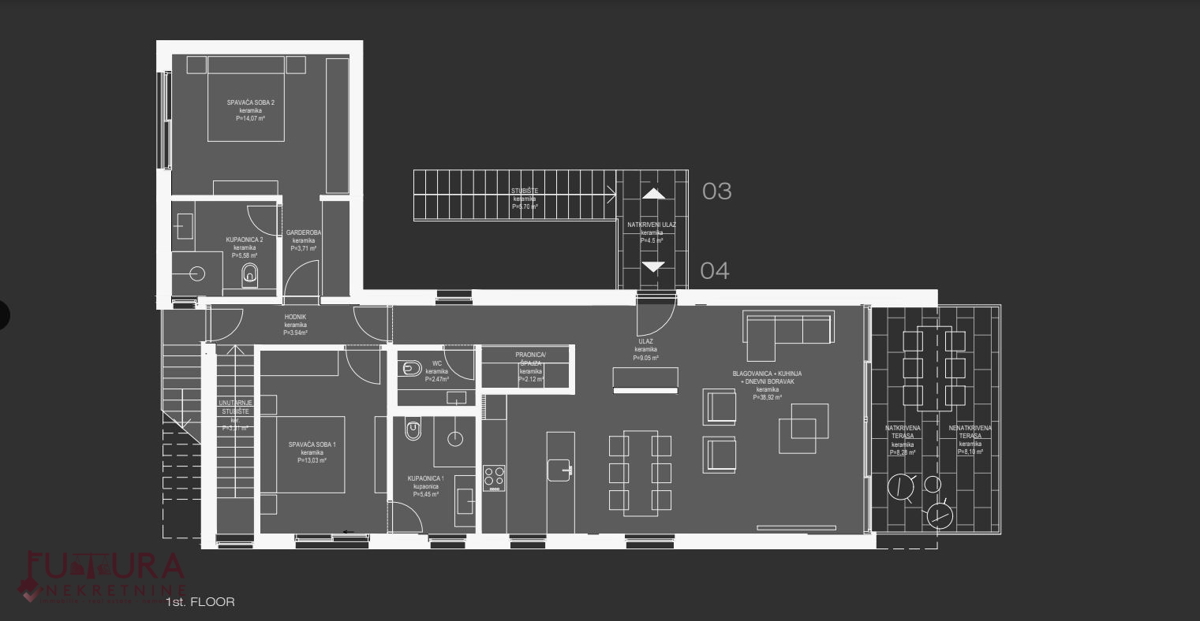 ZADAR - UGLJAN, APPARTAMENTO 125,87 M2, VENDITA, TERRAZZA SUL TETTO, NUOVO, VISTA, PRIMA FILA!!!