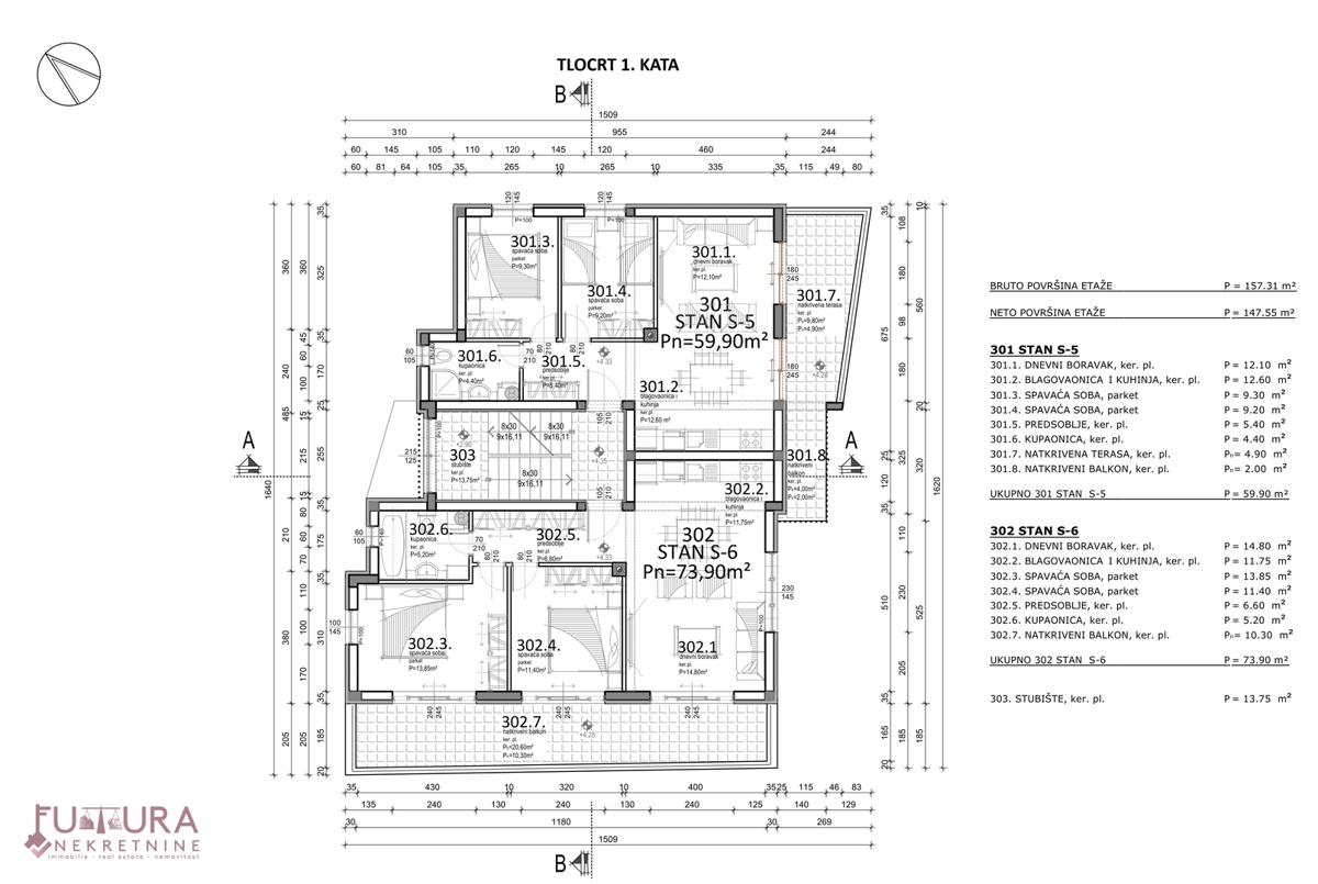 PAG - MANDRE, APPARTAMENTO 76,9 M2, VENDITA, NUOVO, POSIZIONE!!
