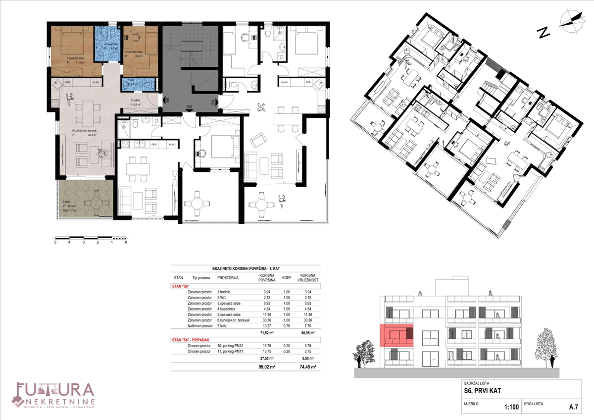 ZADAR - CRVENE KUĆE, APPARTAMENTO 74,45 M2, VENDITA, NUOVO, POSIZIONE!
