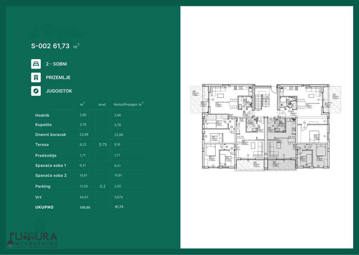 ZADAR - PRIVLAKA, APPARTAMENTO 61,73 M2, VENDITA, GIARDINO, NUOVO, POSIZIONE!!!