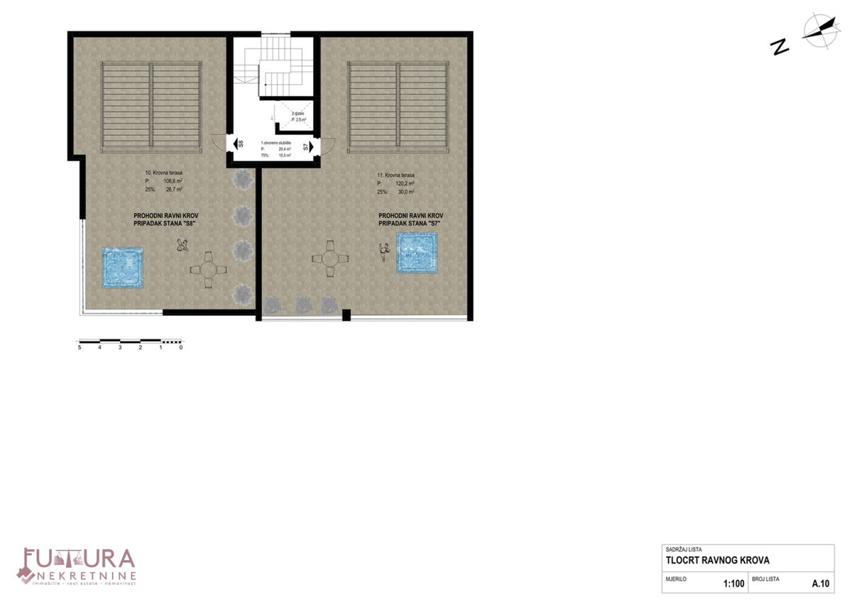 ZADAR - CRVENE KUĆE, APPARTAMENTO 143,79 M2, VENDITA, TERRAZZA SUL TETTO, NUOVO, POSIZIONE!
