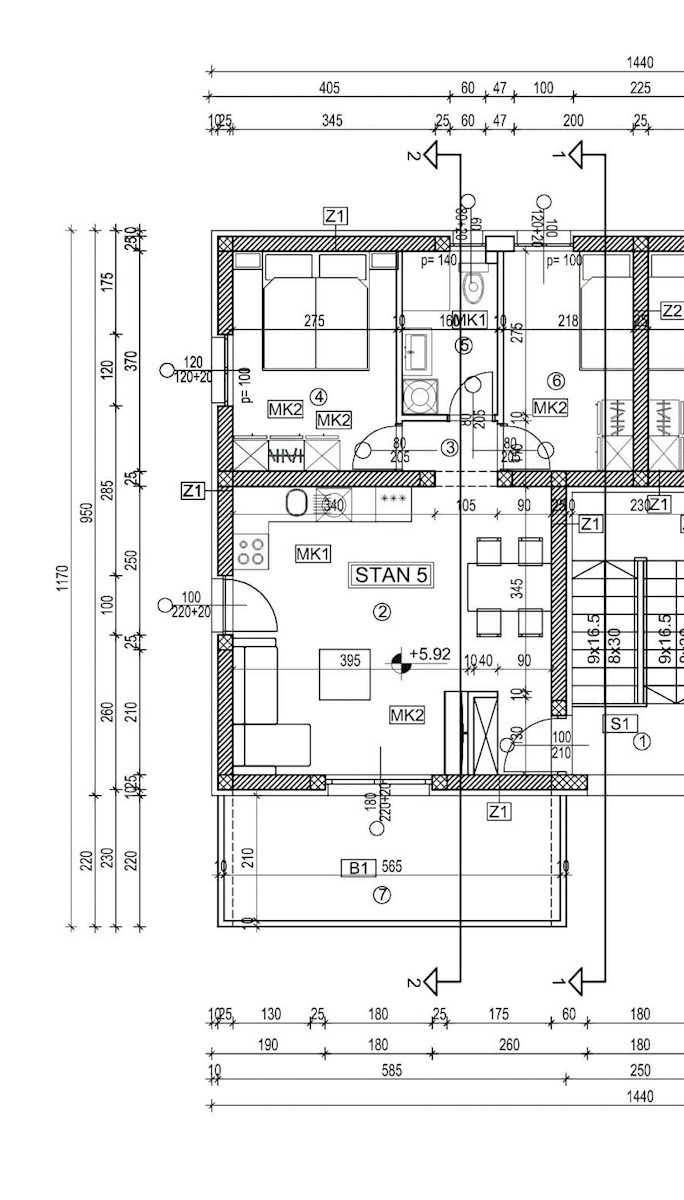 Bilocali in un nuovo edificio a Trogir