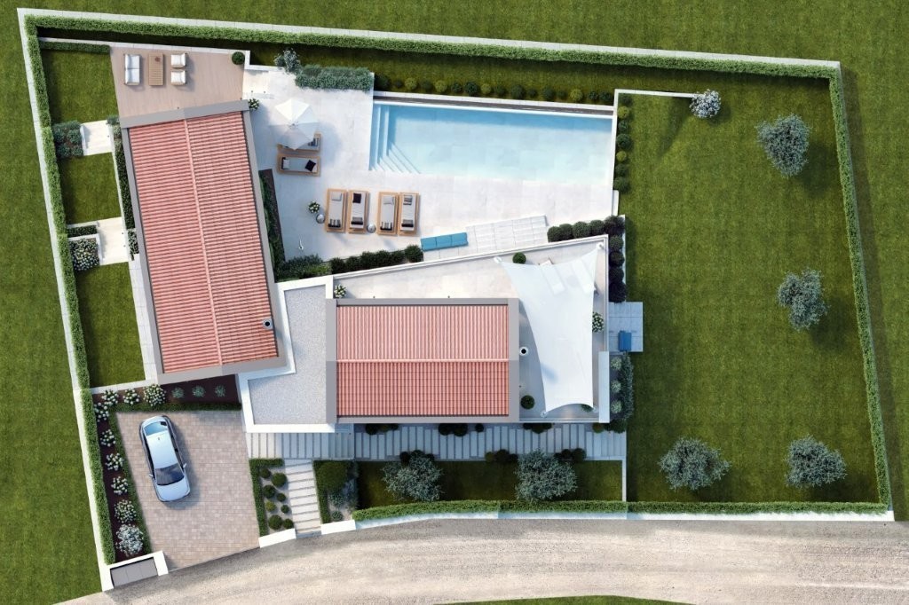 Villa di lusso in costruzione a Poreč – vista aperta su natura e mare