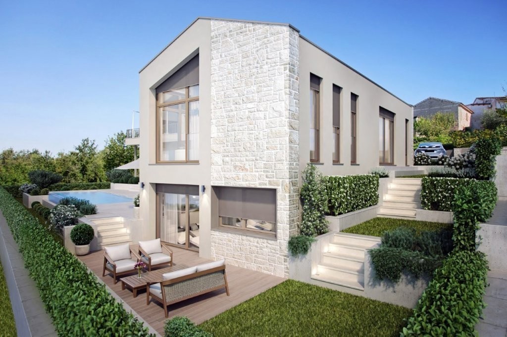 Villa di lusso in costruzione a Poreč – vista aperta su natura e mare