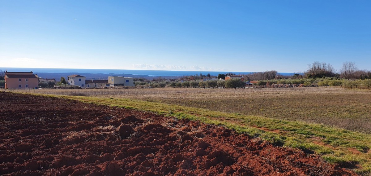 Kaštelir - terreno con vista mare e permesso di costruire per la costruzione di una villa