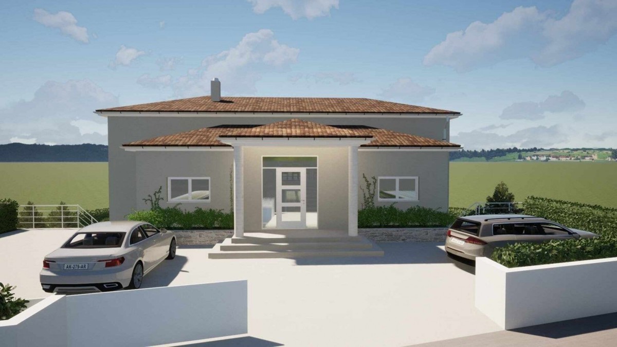 terreno edificabile a Kaštelir con il ermesso di costruzione e vista mare