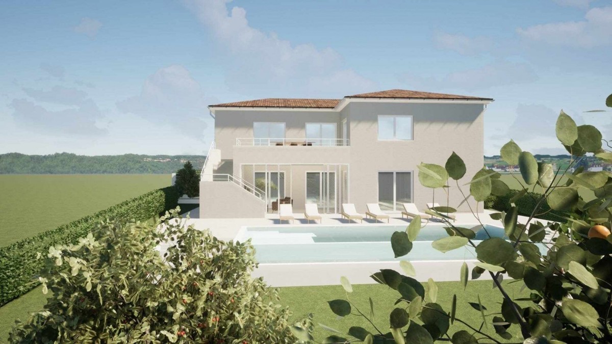 terreno edificabile a Kaštelir con il ermesso di costruzione e vista mare