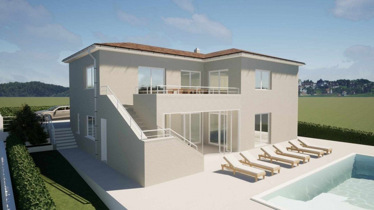 terreno edificabile a Kaštelir con il ermesso di costruzione e vista mare