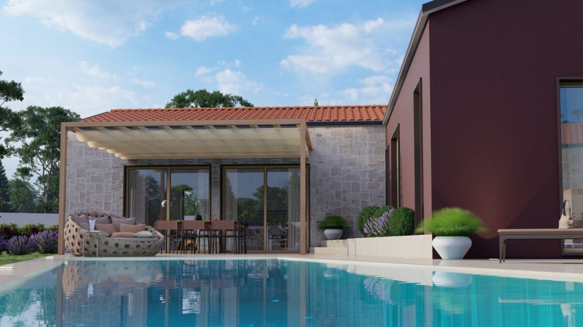 Immobili Istria: Nuova Casa Piano Unico con Piscina e Garage, Zona Parenzo