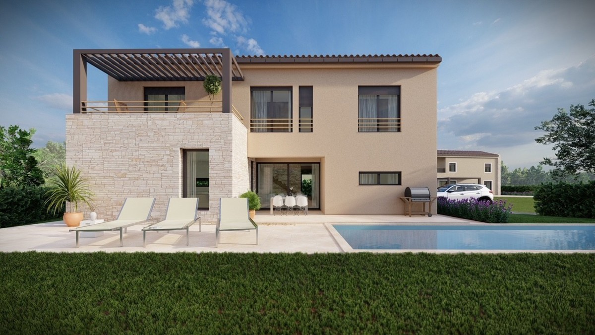 Villa moderna in costruzione in vendita - posizione tranquilla, zona Baderna, Istria
