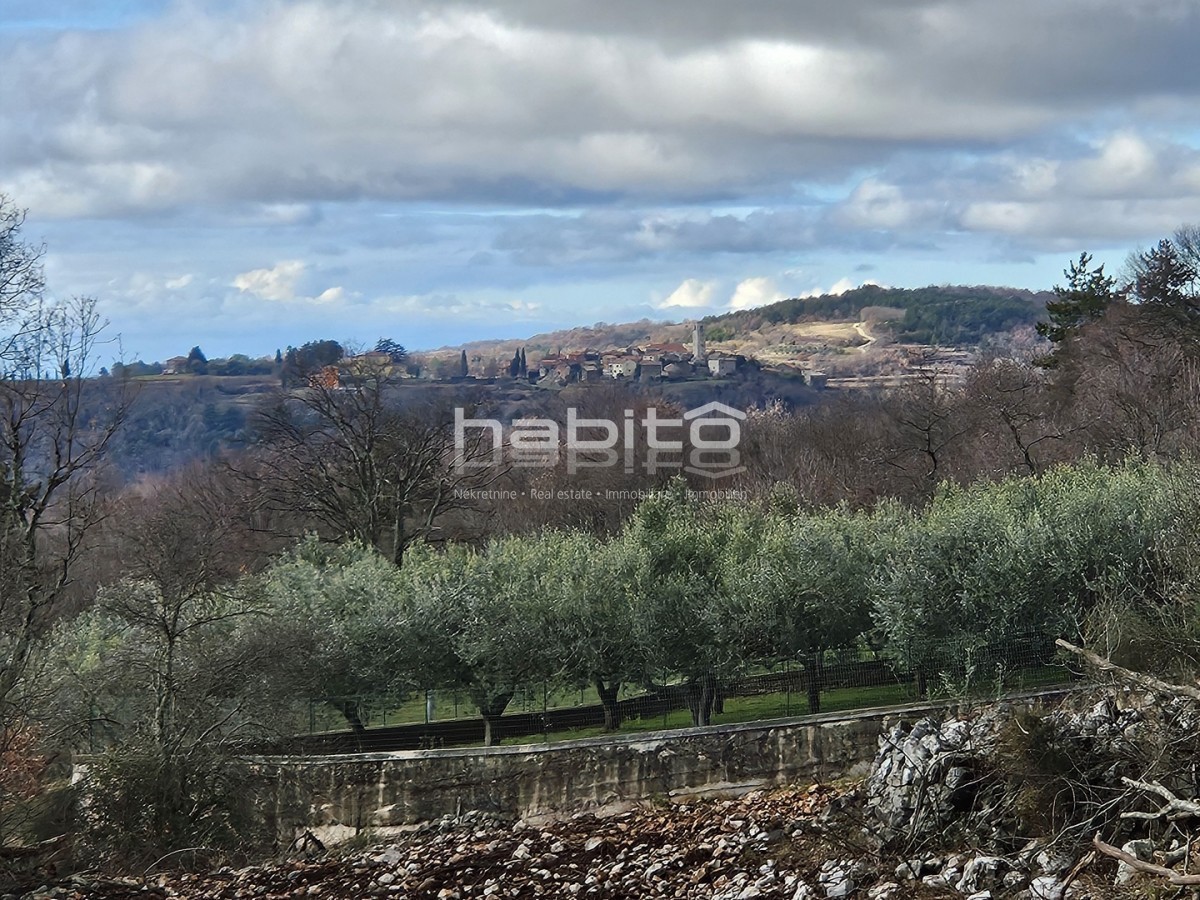 Oprtalj, Zrenj - Terreno edificabile e agricolo VISTA PANORAMICA