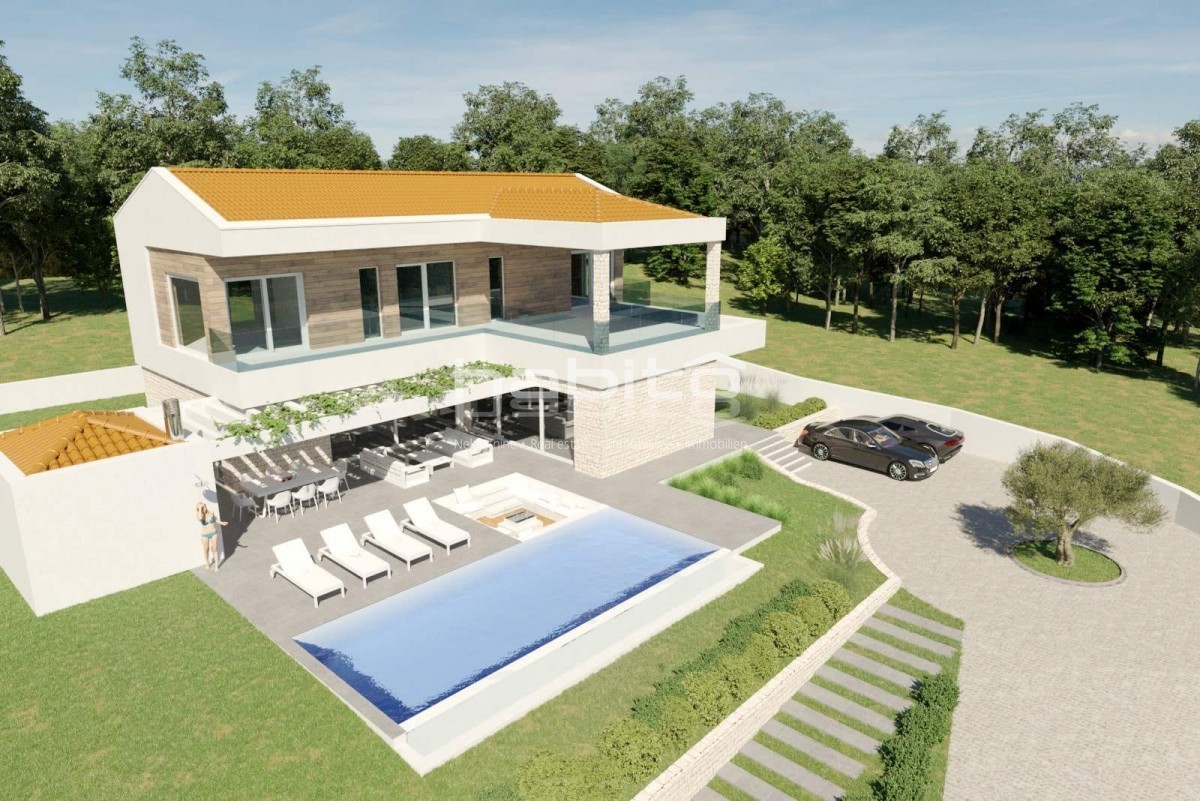 Zona Parenzo, Kastelir - VISTA MARE! Vendesi terreno edificabile con permesso per una villa con piscina.