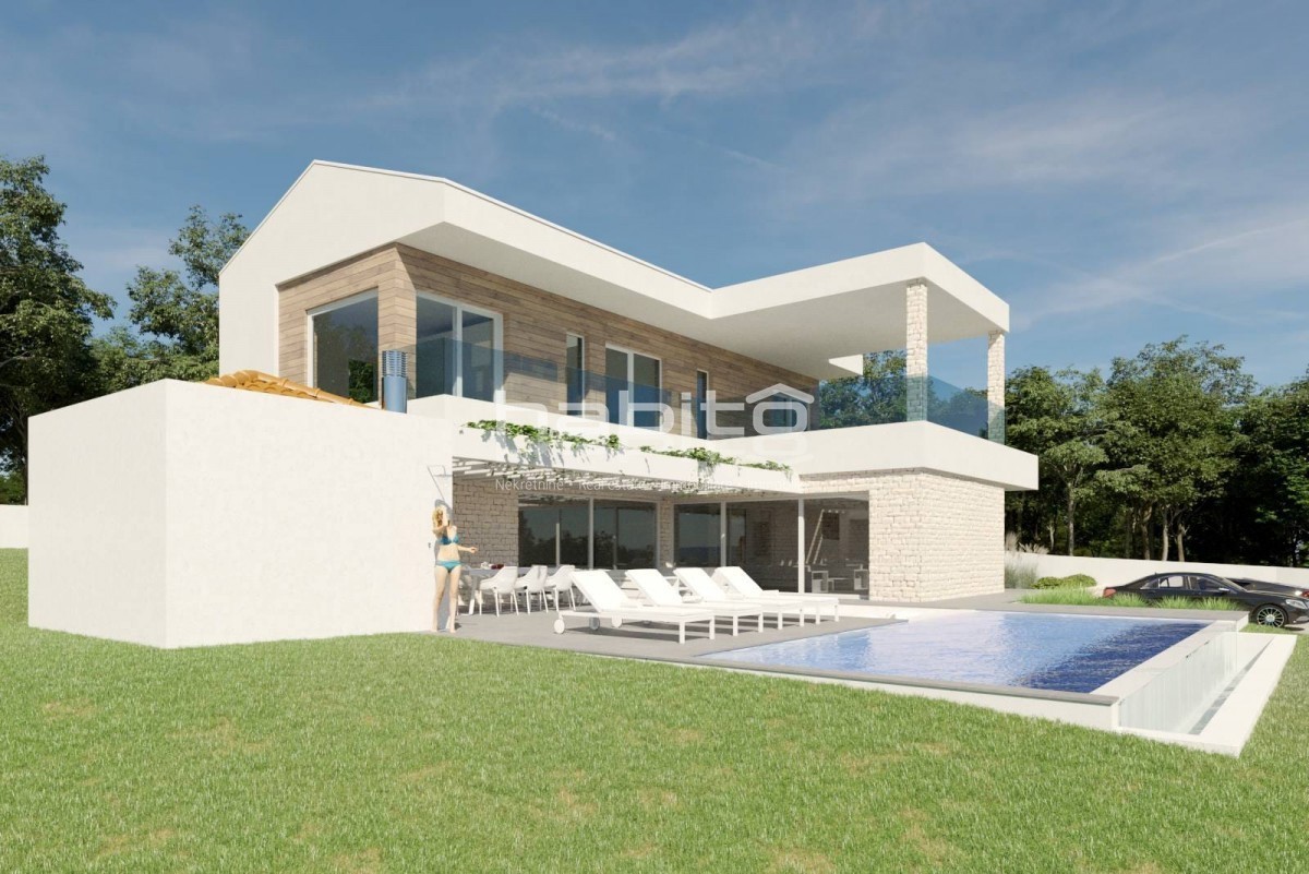 Zona Parenzo, Kastelir - VISTA MARE! Vendesi terreno edificabile con permesso per una villa con piscina.