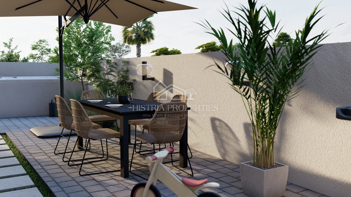 Appartamento di nuova costruzione con ampio cortile vicino al centro di Pola e notevoli vantaggi nell'acquisto
