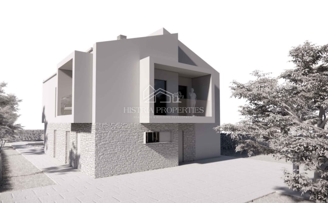 Terreno con permesso di costruire in un tranquillo villaggio istriano pronto per la costruzione