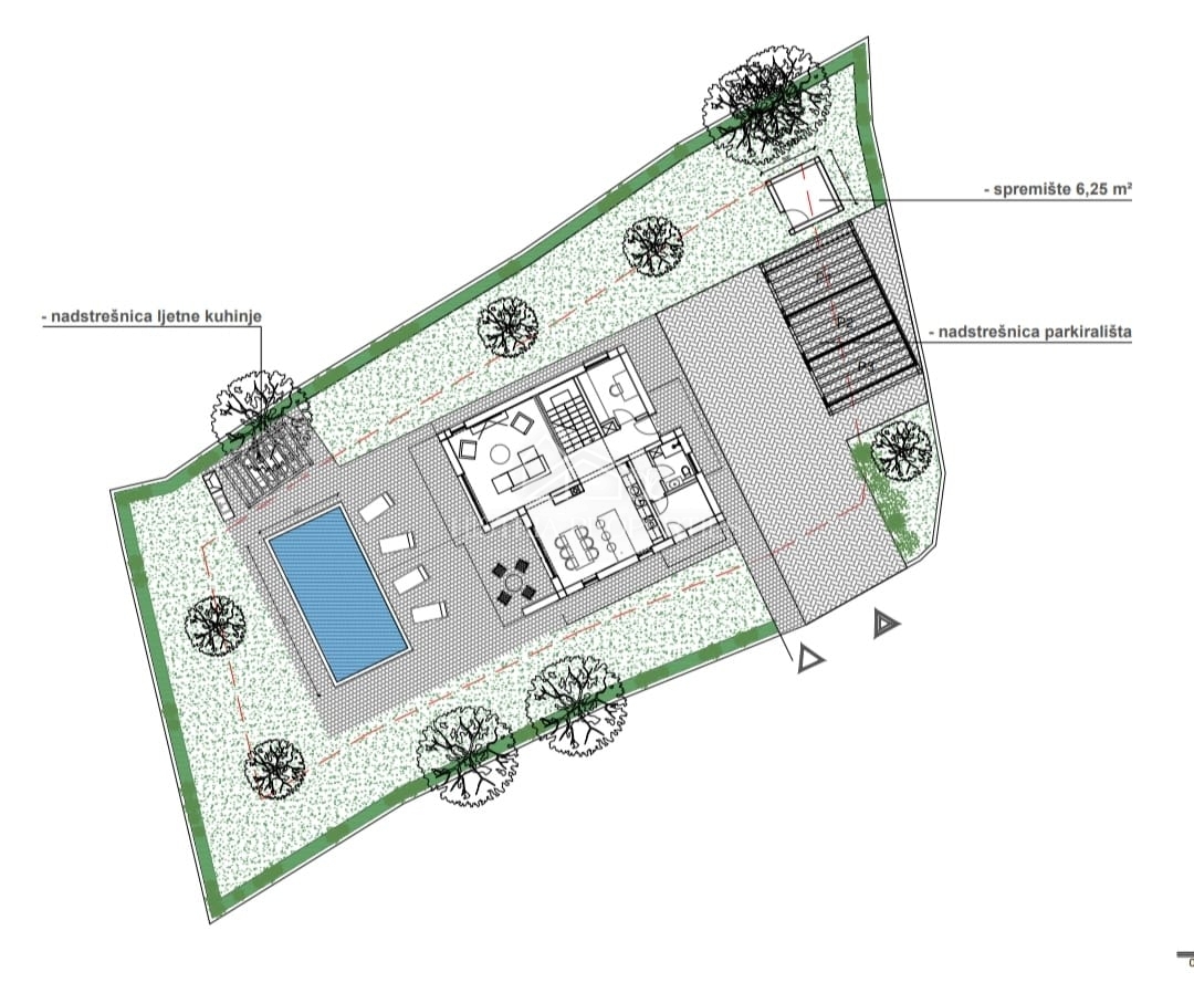Terreno con permesso di costruire in un tranquillo villaggio istriano pronto per la costruzione