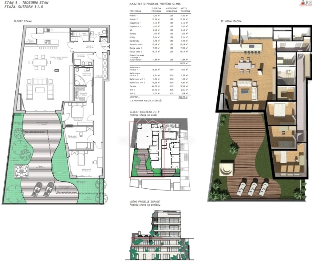 Terrazza da sogno in uno spazioso appartamento di lusso con accesso privato alla spiaggia