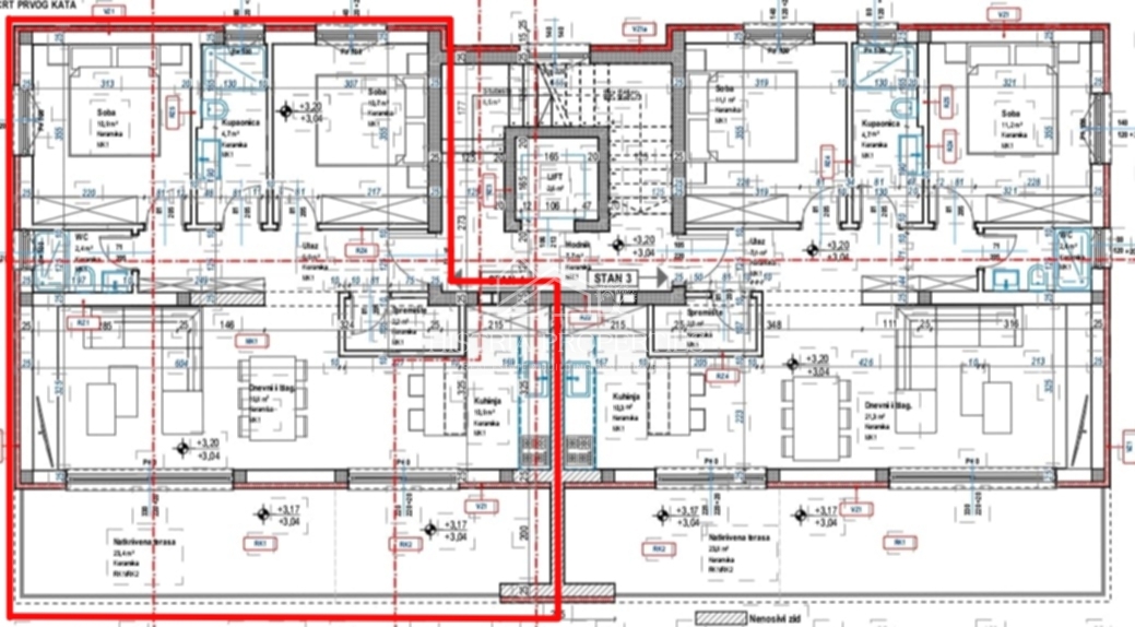 Ampia e soleggiata terrazza con vista panoramica e moderno appartamento in un nuovo edificio vicino a Parenzo