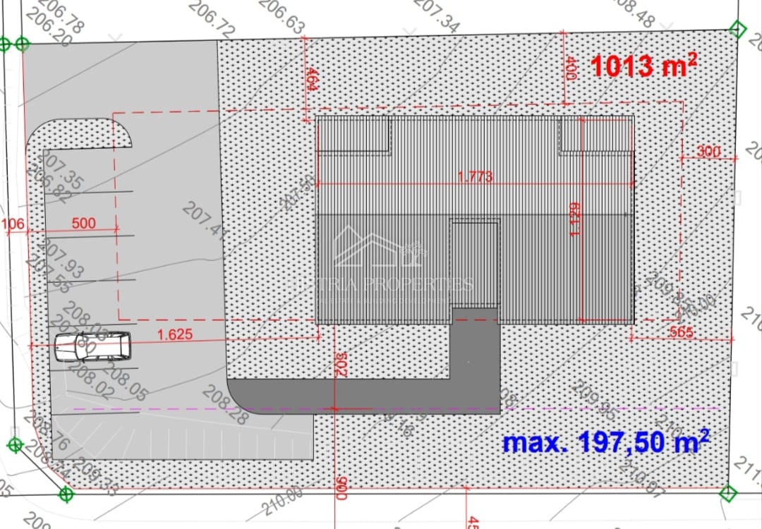 Vista mare da ogni appartamento situato sul terreno dotato di permesso di costruzione.
