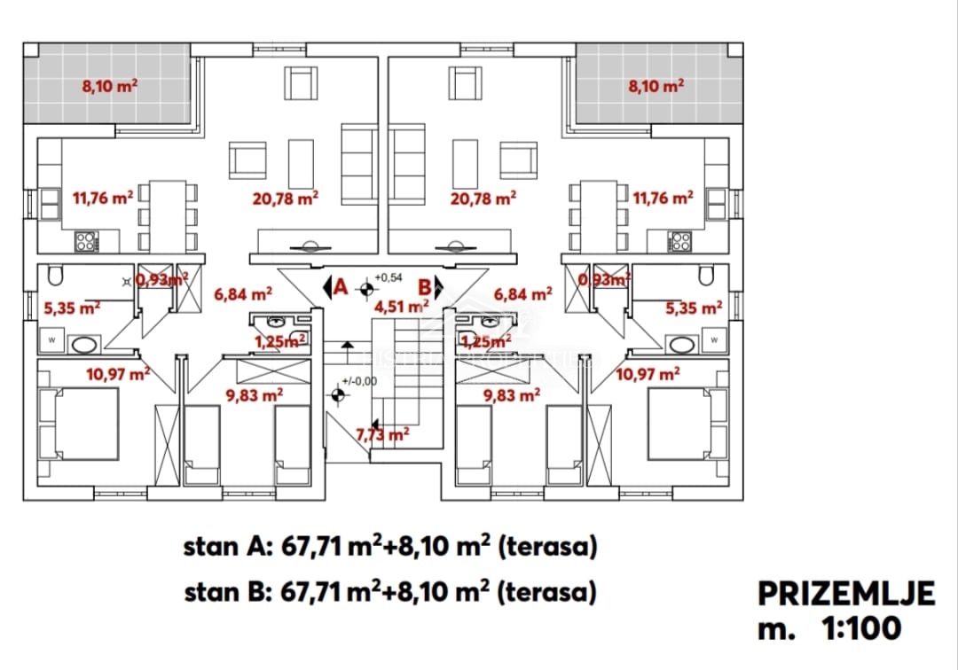 Vista mare da ogni appartamento situato sul terreno dotato di permesso di costruzione.