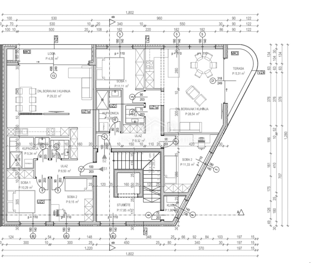 Appartamento con vista mare in un nuovo edificio moderno a 1 km dalla spiaggia.