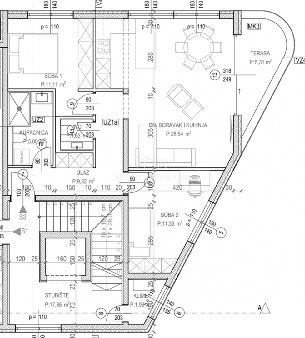 Appartamento con vista mare in un nuovo edificio moderno a 1 km dalla spiaggia.