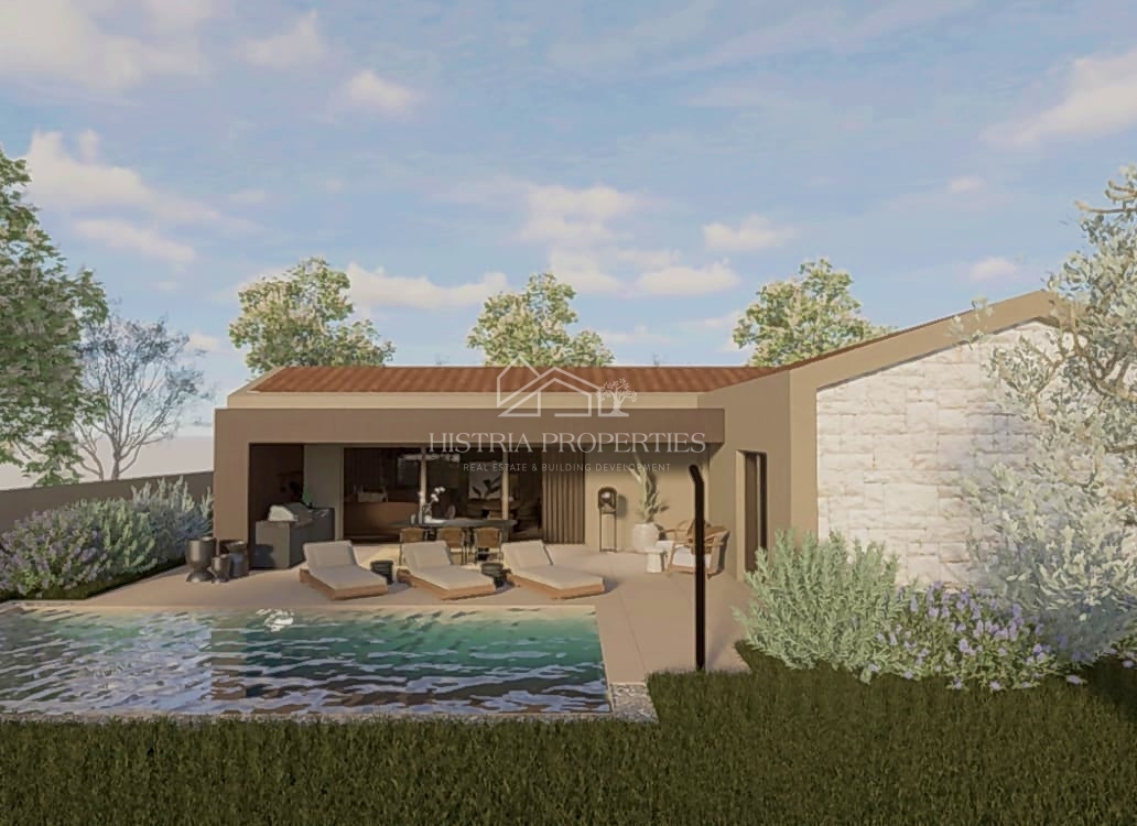 Una moderna casa unifamiliare di eccezionale qualità in una posizione che emana la rilassante atmosfera del paesaggio istriano.