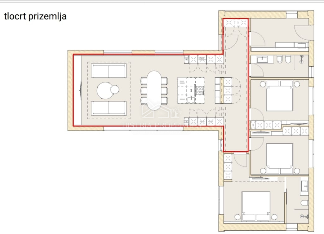 Una moderna casa unifamiliare di eccezionale qualità in una posizione che emana la rilassante atmosfera del paesaggio istriano.