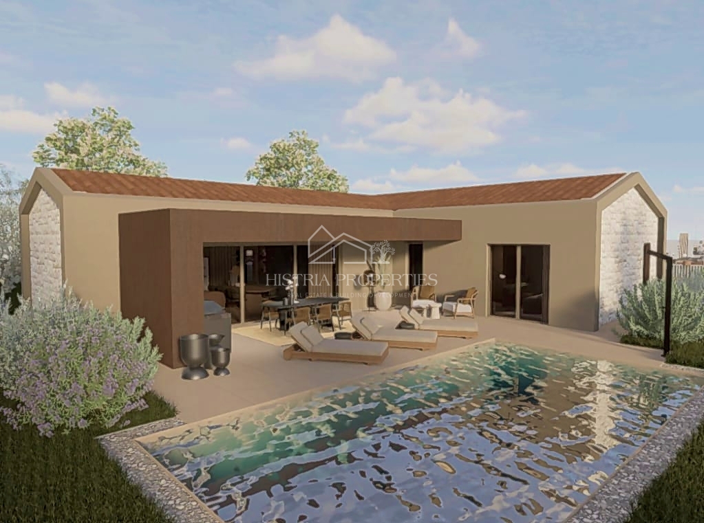 Una moderna casa unifamiliare di eccezionale qualità in una posizione che emana la rilassante atmosfera del paesaggio istriano.