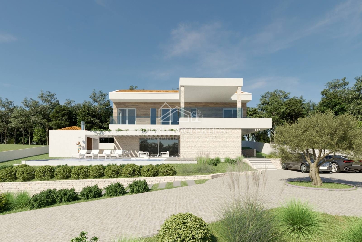 Vista panoramica sul mare e posizione attraente con un progetto moderno pronto per la costruzione