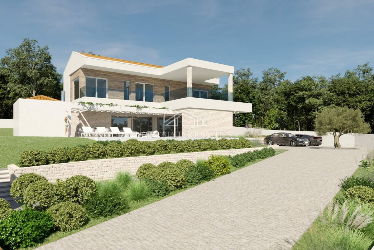 Vista panoramica sul mare e posizione attraente con un progetto moderno pronto per la costruzione