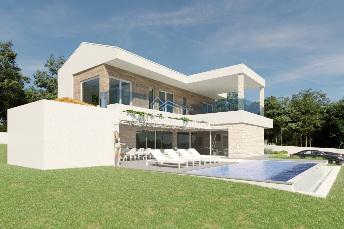 Vista panoramica sul mare e posizione attraente con un progetto moderno pronto per la costruzione