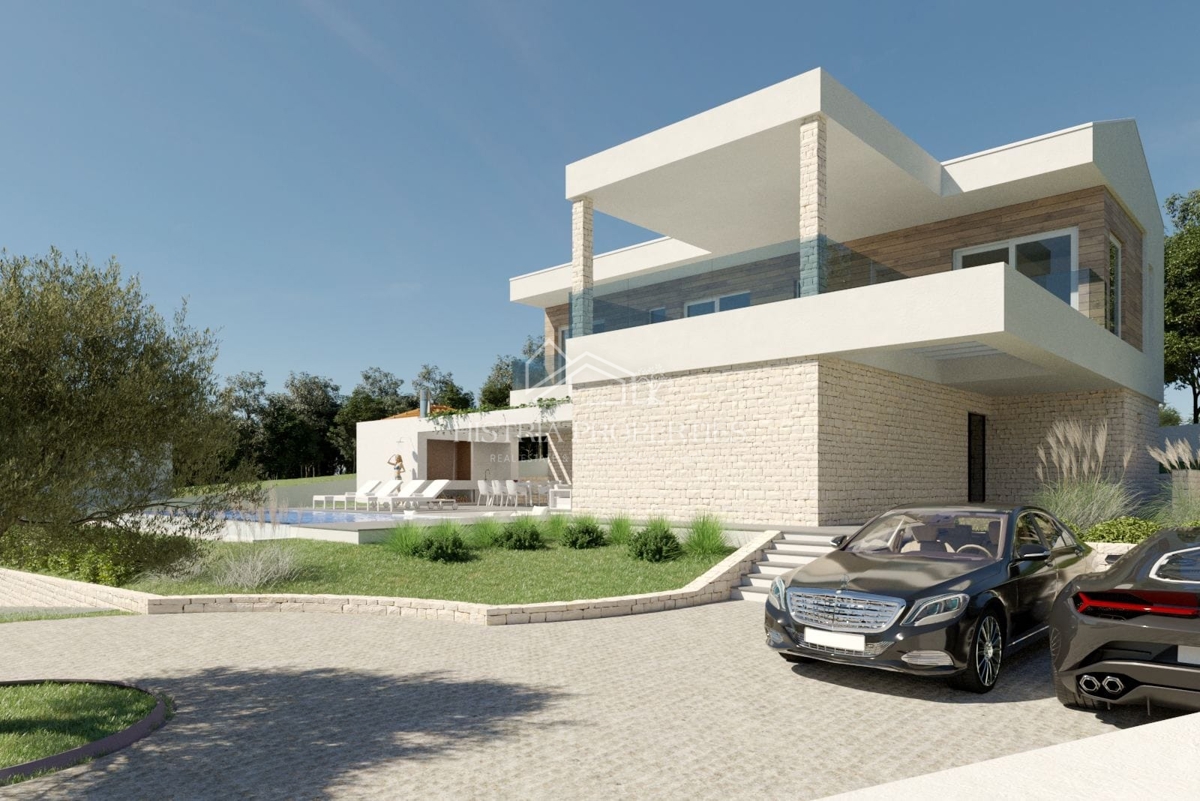 Vista panoramica sul mare e posizione attraente con un progetto moderno pronto per la costruzione