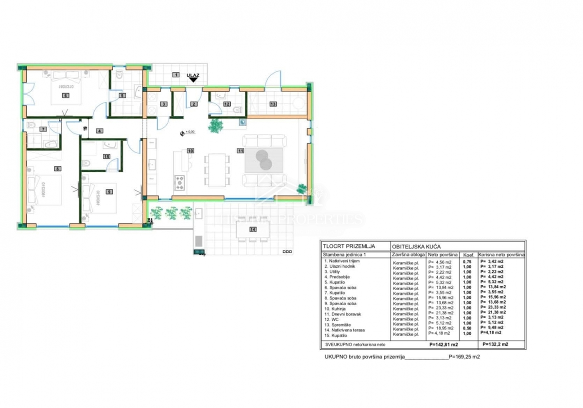 Casa a un piano con piscina, design bello e contemporaneo, con vista sulla natura