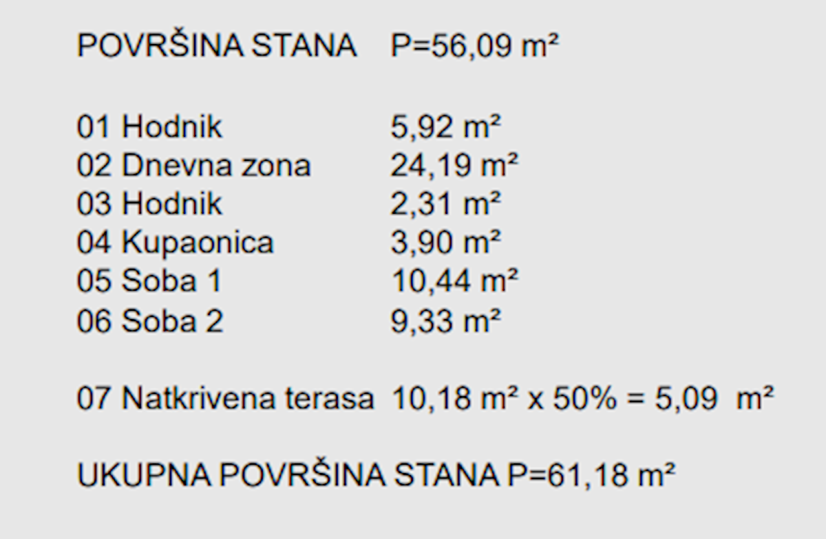 Appartamento Labin, 61,18m2