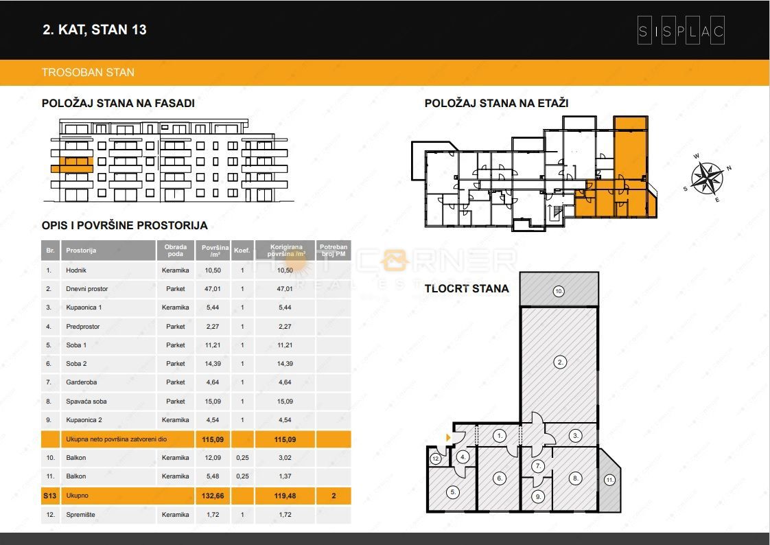 Appartamento Sv. Polikarp / Sisplac, Pula, 119,50m2