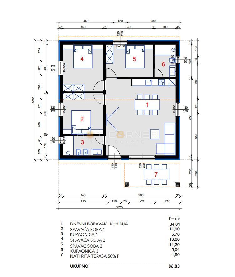 Juršići, terreno con permesso di costruzione per una casa con 3 camere da letto e piscina.