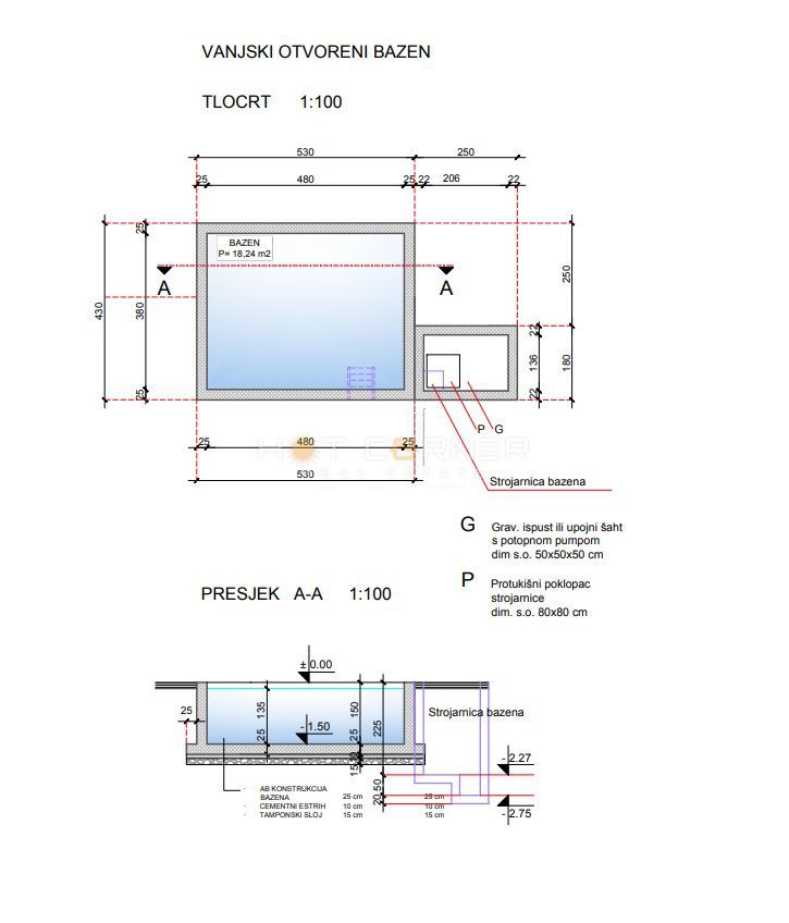 Juršići, terreno con permesso di costruzione per una casa con 3 camere da letto e piscina.