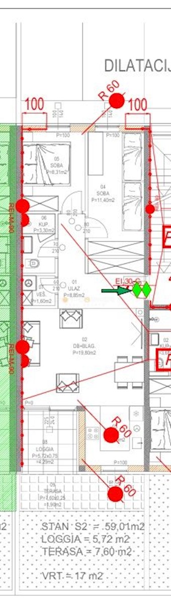 Barbana, moderno appartamento, 1 camera da letto + terrazza, 6 km dal mare