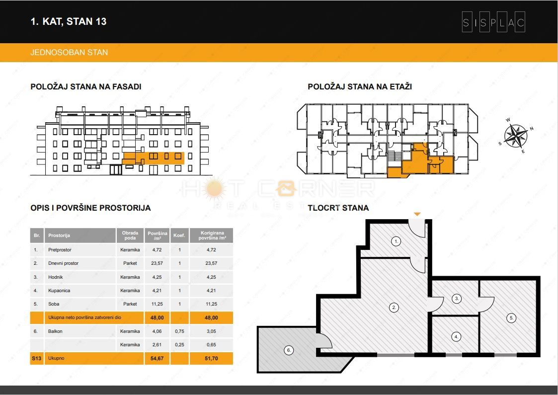 Appartamento Sv. Polikarp / Sisplac, Pula, 51,70m2