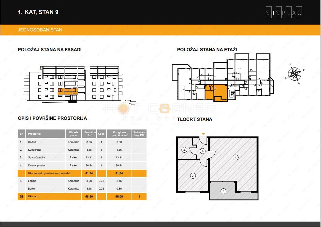 Appartamento Sv. Polikarp / Sisplac, Pula, 55m2