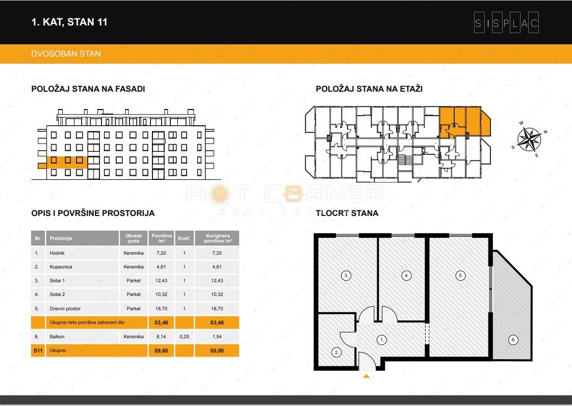 Appartamento Centar, Pula, 55m2