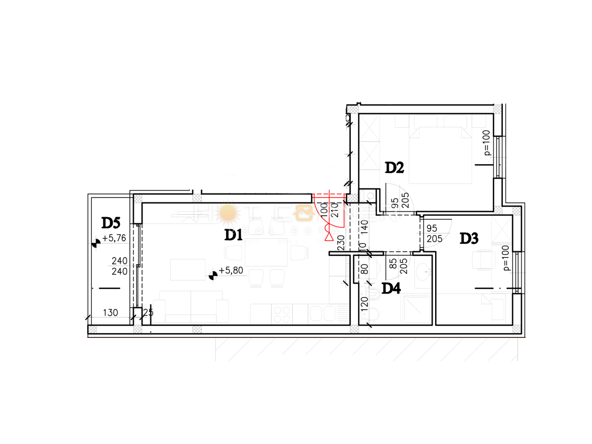 Appartamento Valdebek, Pula, 57m2