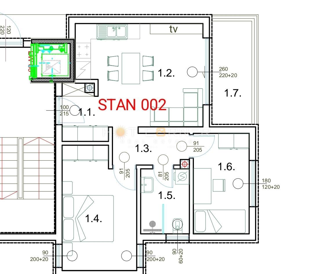 Pula - appartamento al piano terra di 58,65 m² con parcheggio e giardino
