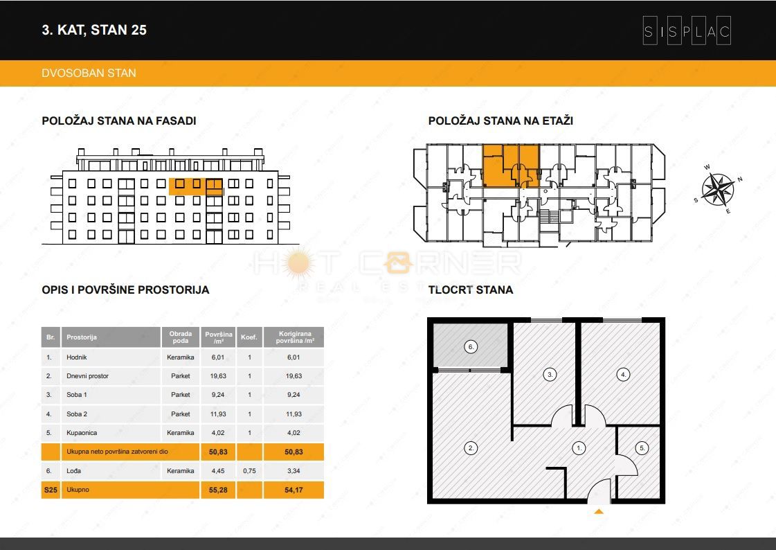 Appartamento Centar, Pula, 54,17m2